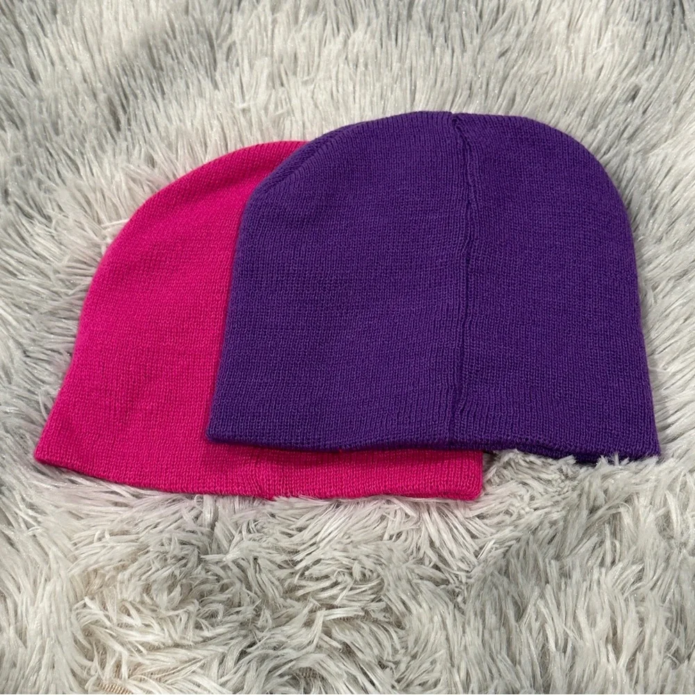 Purple and Pink Knit Beanies
